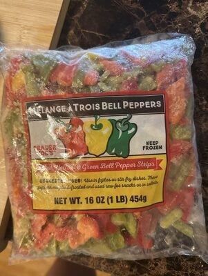Trader Joe's Red, Yellow & Green Bell Peppers Strips packaging