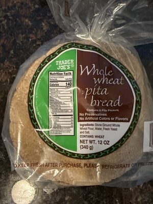 Trader Joe's Whole Wheat Pita Bread package