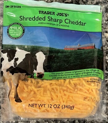 Trader Joe's Shredded Sharp Cheddar packaging