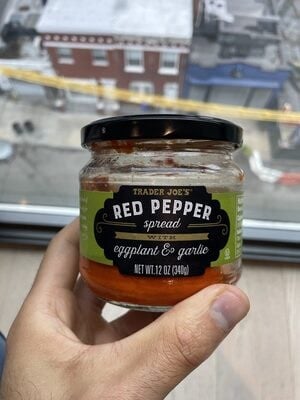 Trader Joe's Red Pepper Spread With Eggplant & Garlic package