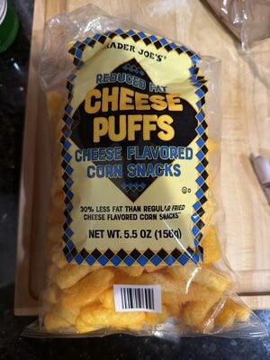 Trader Joe's Reduced Fat Cheese Puffs packaging