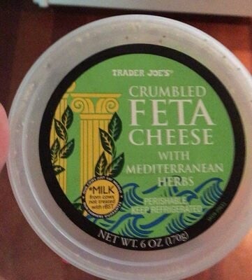 Trader Joe's Crumbled Feta Cheese With Mediterranean Herbs packaging
