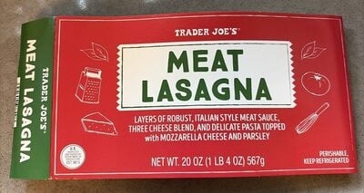 Trader Joe's Meat Lasagna packaging