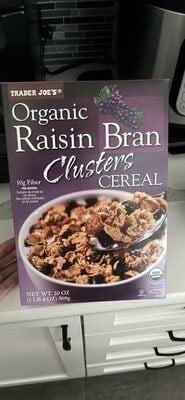 Trader Joe's Organic Raisin Bran Clusters Cereal packaging