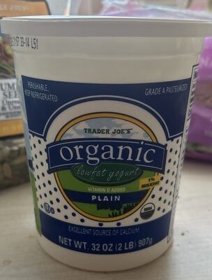 Trader Joe's Organic Lowfat Plain Yogurt package