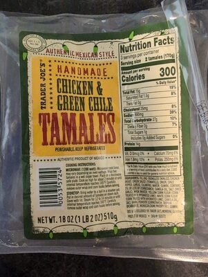 Trader Joe's Chicken & Green Chile Tamales packaging
