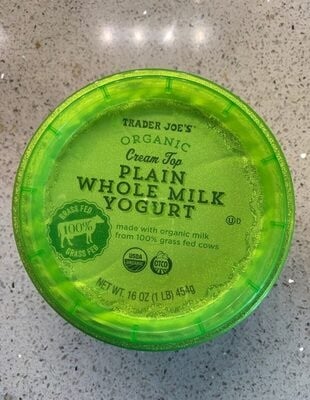 Trader Joe's Organic Plain Whole Milk Yogurt package