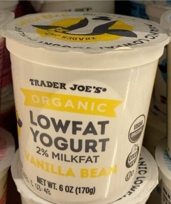 Trader Joe's Organic Lowfat Yogurt packaging