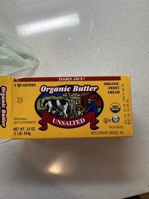 Trader Joe's Organic Butter, Unsalted package