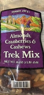 Trader Joe's Almonds, Cranberries & Cashews Trek Mix packaging