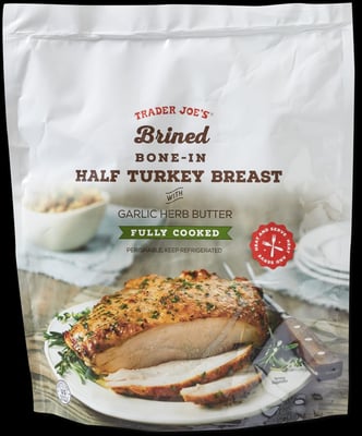 Trader Joe's Brined Bone-In Half Turkey Breast Fully Cooked package