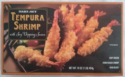 Trader Joe's Tempura Shrimp With Soy Dipping Sauce package