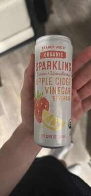Trader Joe's Organic Sparkling Lemon + Strawberry Apple Cider Vinegar Beverage packaging