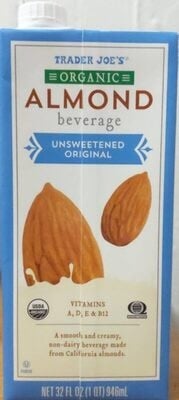 Trader Joe's Organic Almond Beverage Unsweetened Original packaging