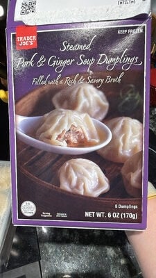 Trader Joe's Steamed Pork & Ginger Soup Dumplings packaging