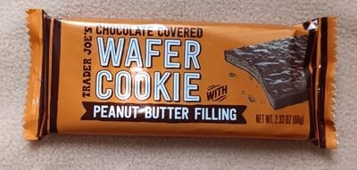 Trader Joe's Chocolate Covered Wafer Cookie With Peanut Butter Filling packaging