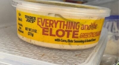 Trader Joe's Everything And The Elote Greek Style Yogurt Dip packaging