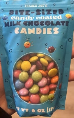 Trader Joe's Bite-Sized Candy Coated Milk Chocolate Candies packaging