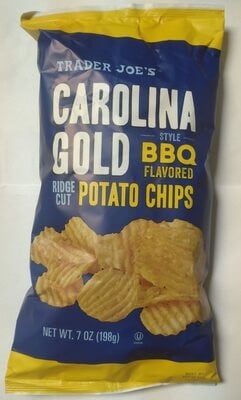 Trader Joe's Carolina Gold Style BBQ Flavored Ridge Cut Potato Chips packaging