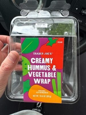 Trader Joe's Creamy Hummus & Vegetable Wrap packaging