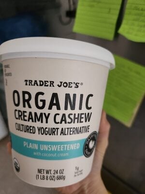Trader Joe's Organic Creamy Cashew Cultured Yogurt Alternative Plain Unsweetened packaging