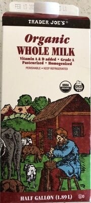 Trader Joe's Organic Whole Milk packaging