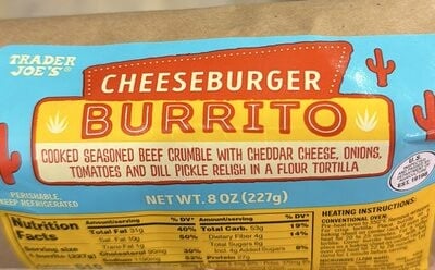 Trader Joe's Cheeseburger Burrito package