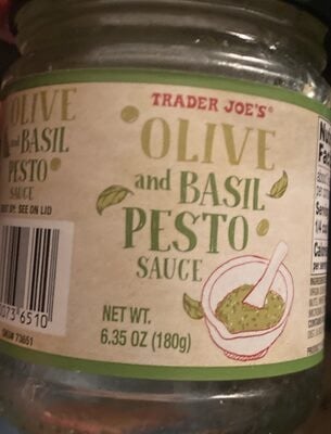 Trader Joe's Olive And Basil Pesto Sauce packaging