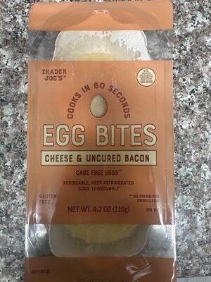 Trader Joe's Cheese & Uncured Bacon Egg Bites packaging