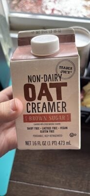 Trader Joe's Non-Dairy Oat Creamer Brown Sugar packaging