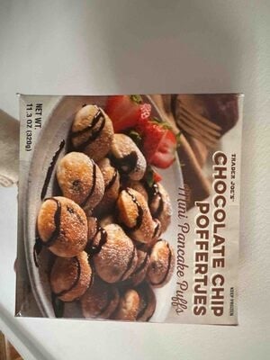 Trader Joe's Chocolate Chip Poffertjes Mini Pancake Puffs package