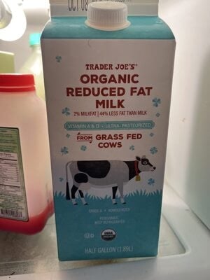 Trader Joe's Organic Reduced Fat Milk packaging