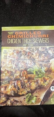 Trader Joe's Grilled Chimichurri Chicken Thigh Skewers packaging