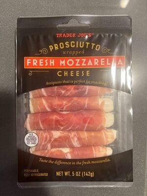 Trader Joe's Prosciutto Wrapped Fresh Mozzarella Cheese packaging