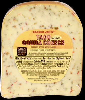 Trader Joe's Taco Seasoned Gouda Cheese packaging