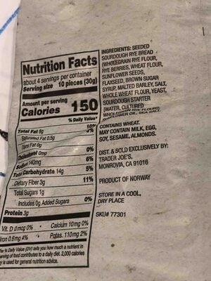 Trader Joe's Sourdough Rye Chips packaging
