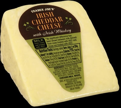 Trader Joe's Irish Cheddar Cheese With Irish Whiskey packaging