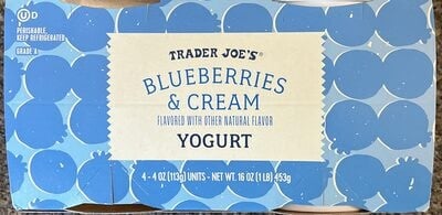 Trader Joe's Blueberries & Cream Yogurt packaging