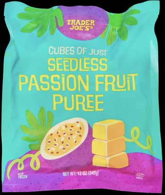 Trader Joe's Cubes Of Seedless Passion Fruit Puree package