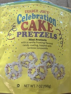 Trader Joe's Celebration Cake, Pretzels packaging