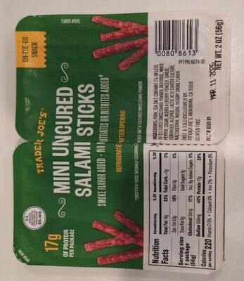 Trader Joe's Mini Uncured Salami Sticks packaging