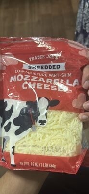Trader Joe's Shredded Low-Moisture Part-Skim Mozzarella Cheese packaging