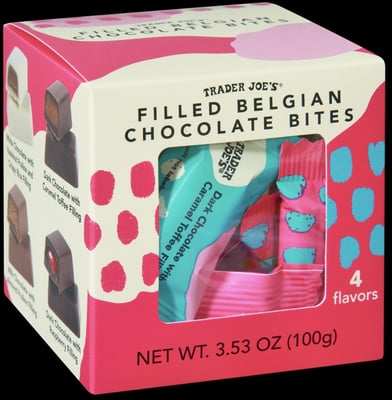 Trader Joe's Filled Belgian Chocolate Bites package