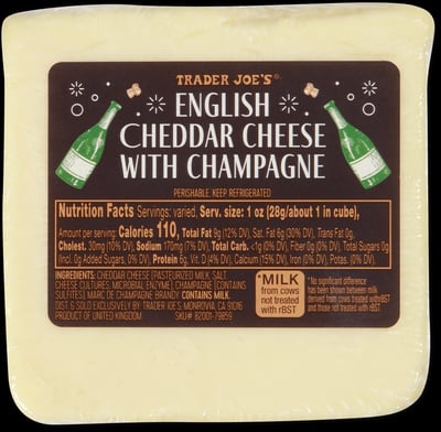 Trader Joe's English Cheddar Cheese With Champagne package