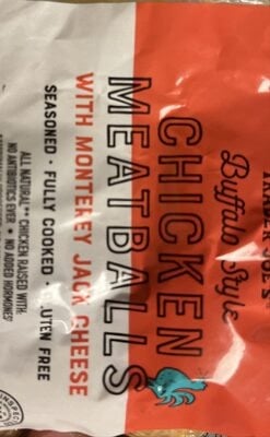 Trader Joe's Buffalo Style Chicken Meatballs With Monterey Jack Cheese packaging