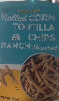Trader Joe's Toasted Corn Tortilla Chips Ranch Flavored packaging