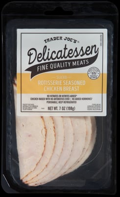 Trader Joe's Sliced Rotisserie Seasoned Chicken Breast packaging