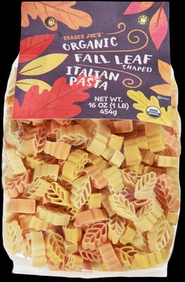 Trader Joe's Organic Fall Leaf Shaped Italian Pasta package