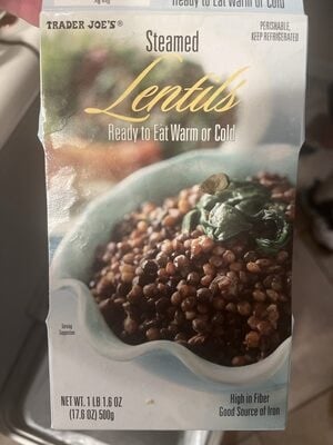 Trader Joe's Steamed Lentils packaging