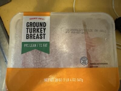 Trader Joe's Ground Turkey Breast 99% Lean / 1% Fat package